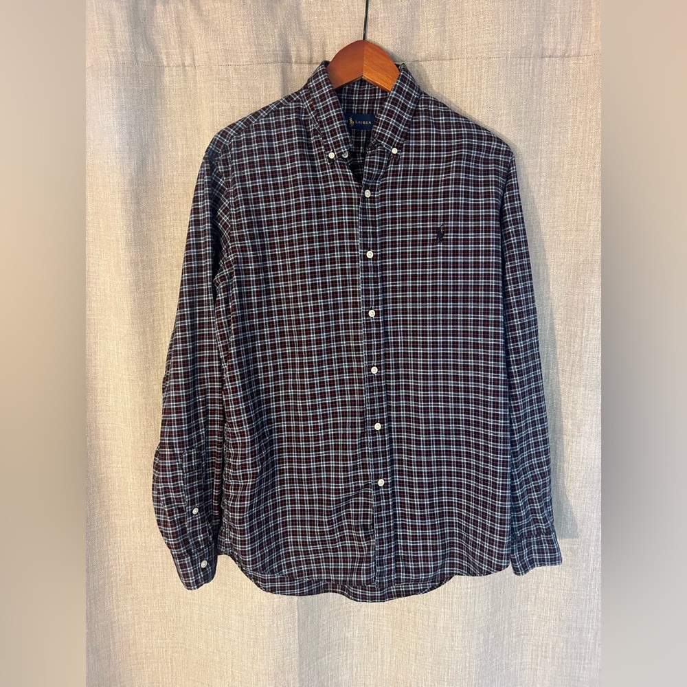 Men’s Preppy Ralph Lauren Button Down Black/red/blue/white Size‎ Medium